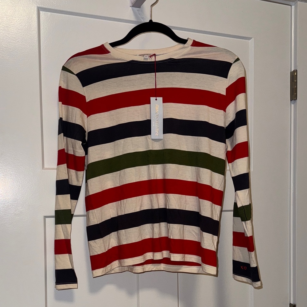 Frances Valentine Oyster Multi Striped Top